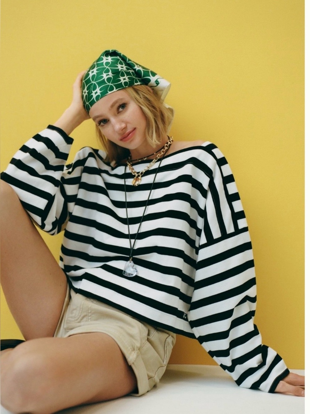 Maeve Black & White Striped Boatneck Sweatshirt